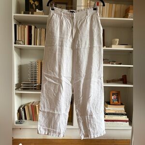 100% LINEN Quince White Trouser Pants